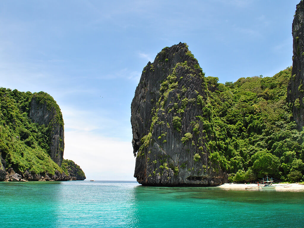 Baie idyllique de Port Barton sur l'ile de Palawan, Philippines.